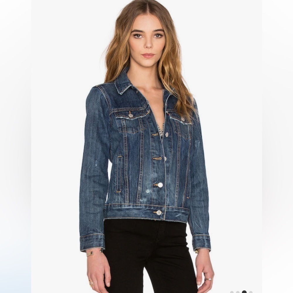 LEVI’s Ex Boyfriend Trucker Jacket in Blue Woodstock, XS - Picture 3 of 16